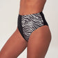 High Waist Bikini Bottom - Zebra Pattern Printed