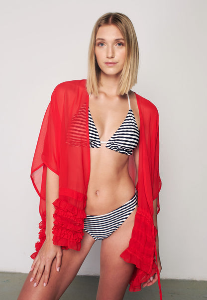 Herita Frill Detailed Kimono Red