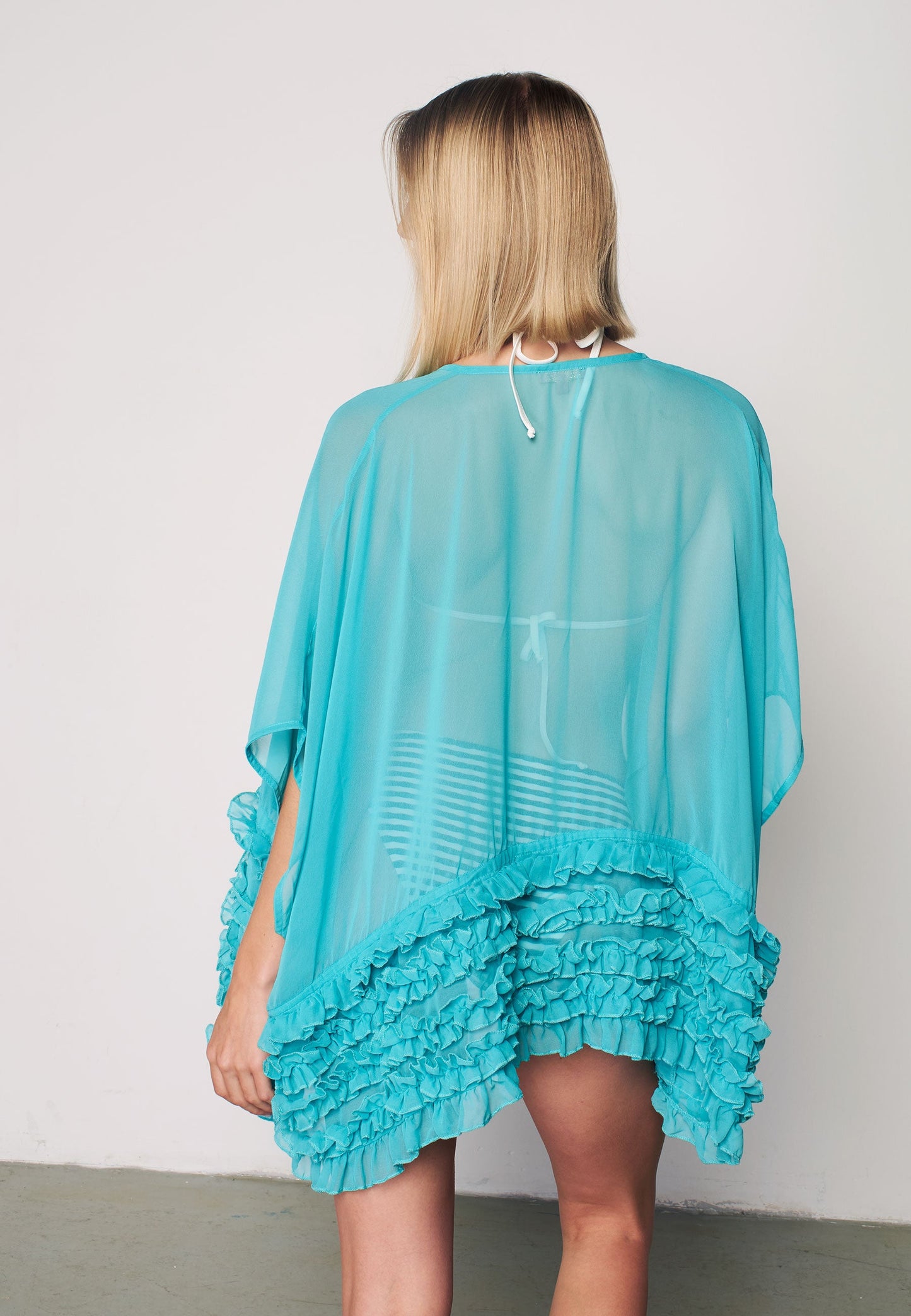 Herita Frill Detailed Kimono Turqouise