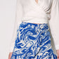 Women's Patterned Linen Skirt with Frill Buckle Detail