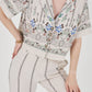 Short Sleeve Ethnic Linen Crop Shirt Pants Set