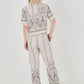 Short Sleeve Ethnic Linen Crop Shirt Pants Set