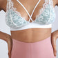 Herita Cross Strap Lined Triangle Lace Bra Ecru turquoise