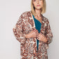 Women's Multi Patterned Linen Kimono - Brown