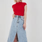 Women's Buttoned Straight Slit Denim Skirt