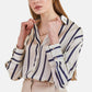 Herita Women's Cuff Sleeve Striped Satin Shirt