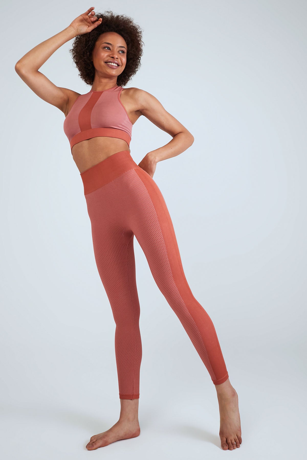 Herita Leggings Top Set Salmon