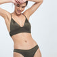 Smocking Padded Bikini Set - Olive