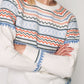 Soft Long Sleeve Blue Detailed Pullover - White