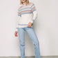 Soft Long Sleeve Blue Detailed Pullover - White