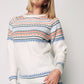 Soft Long Sleeve Blue Detailed Pullover - White