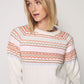 Soft Long Sleeve Pink Detailed Pullover - White