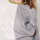 Double Color Long Sleeve Pullover - White & Grey