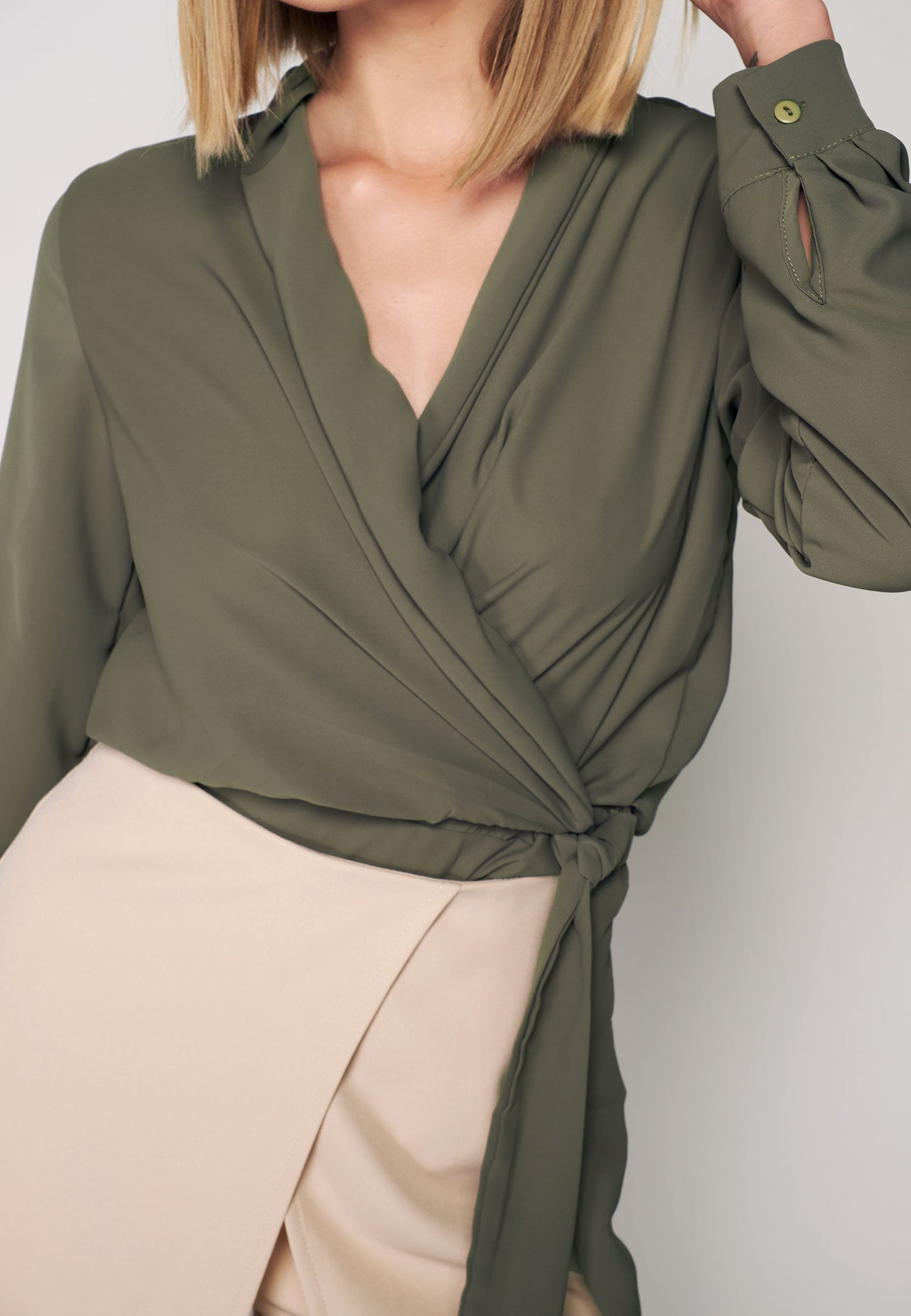 CREPE - Wrap Blouse - Brown