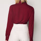 CREPE - Patterned Wrap Blouse - Burgundy