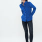 Herita Velvet Long Sleeve Shirt Blue white polka dot