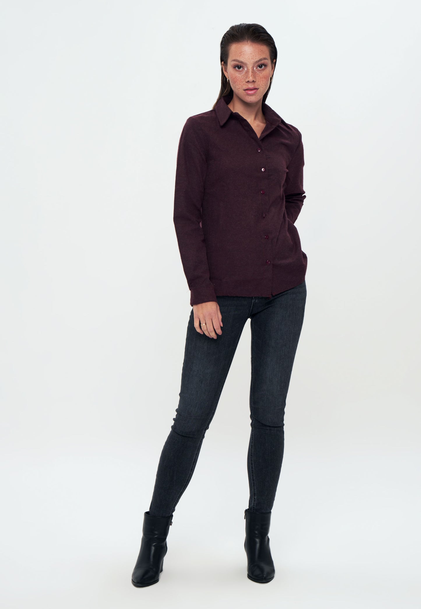 Linen - Long Sleeve Shirt - Maroon