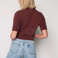 Soft Burgundy Blouse with Short Sleeves