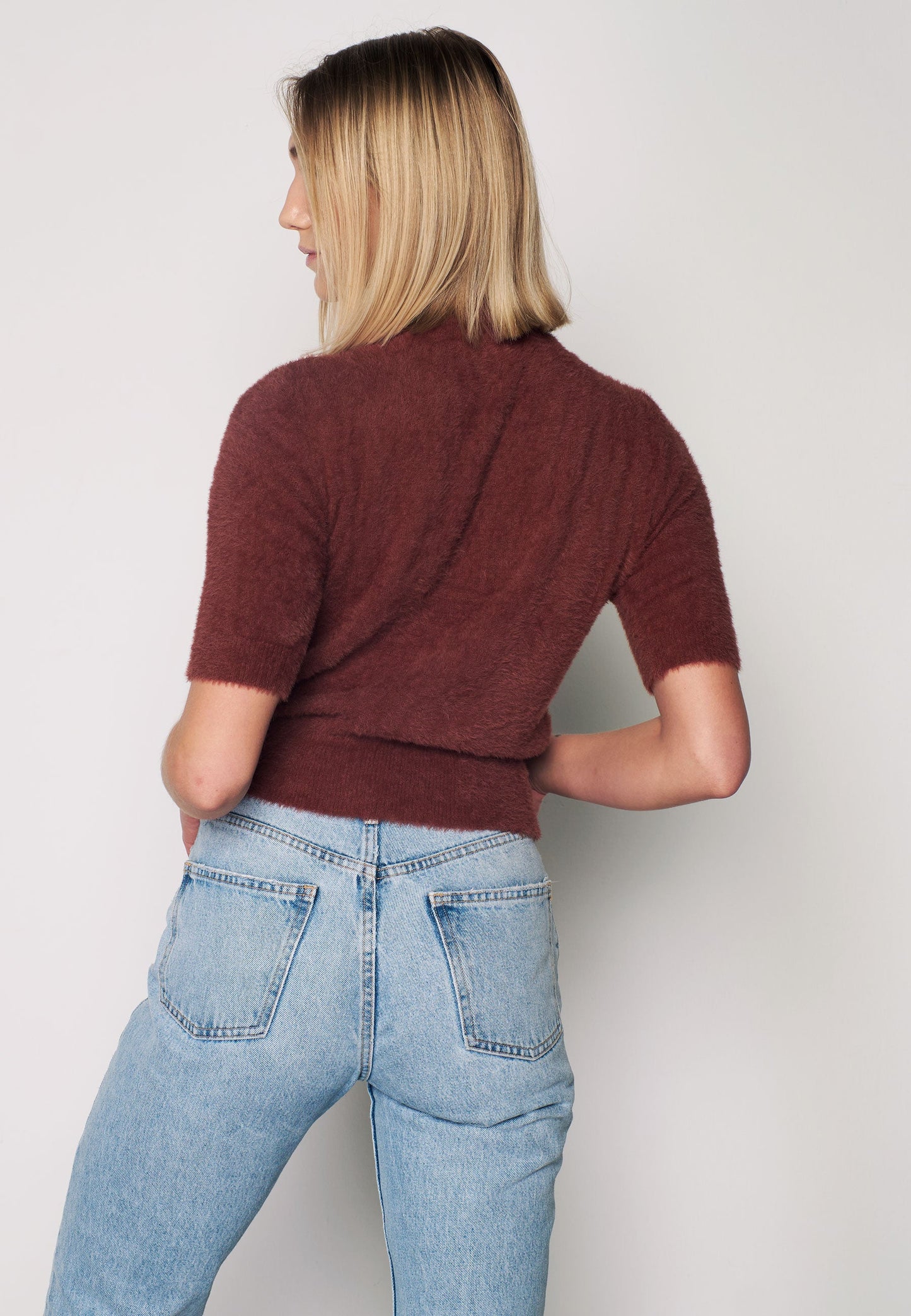 Soft Burgundy Blouse with Short Sleeves