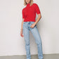 Soft Red Blouse with Short Sleeves