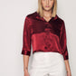 Sateen Crop Shirt - Burgundy