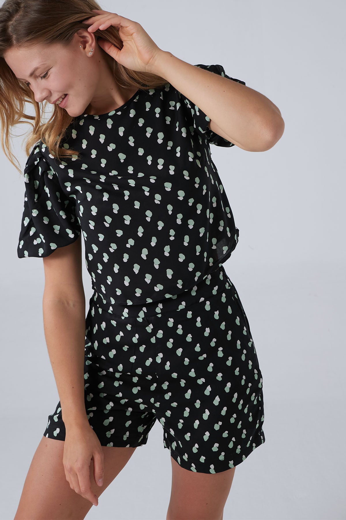 Printed Pyjama Set - Black