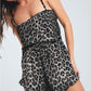 Cotton Satin Shorts Set Leopard Patterned