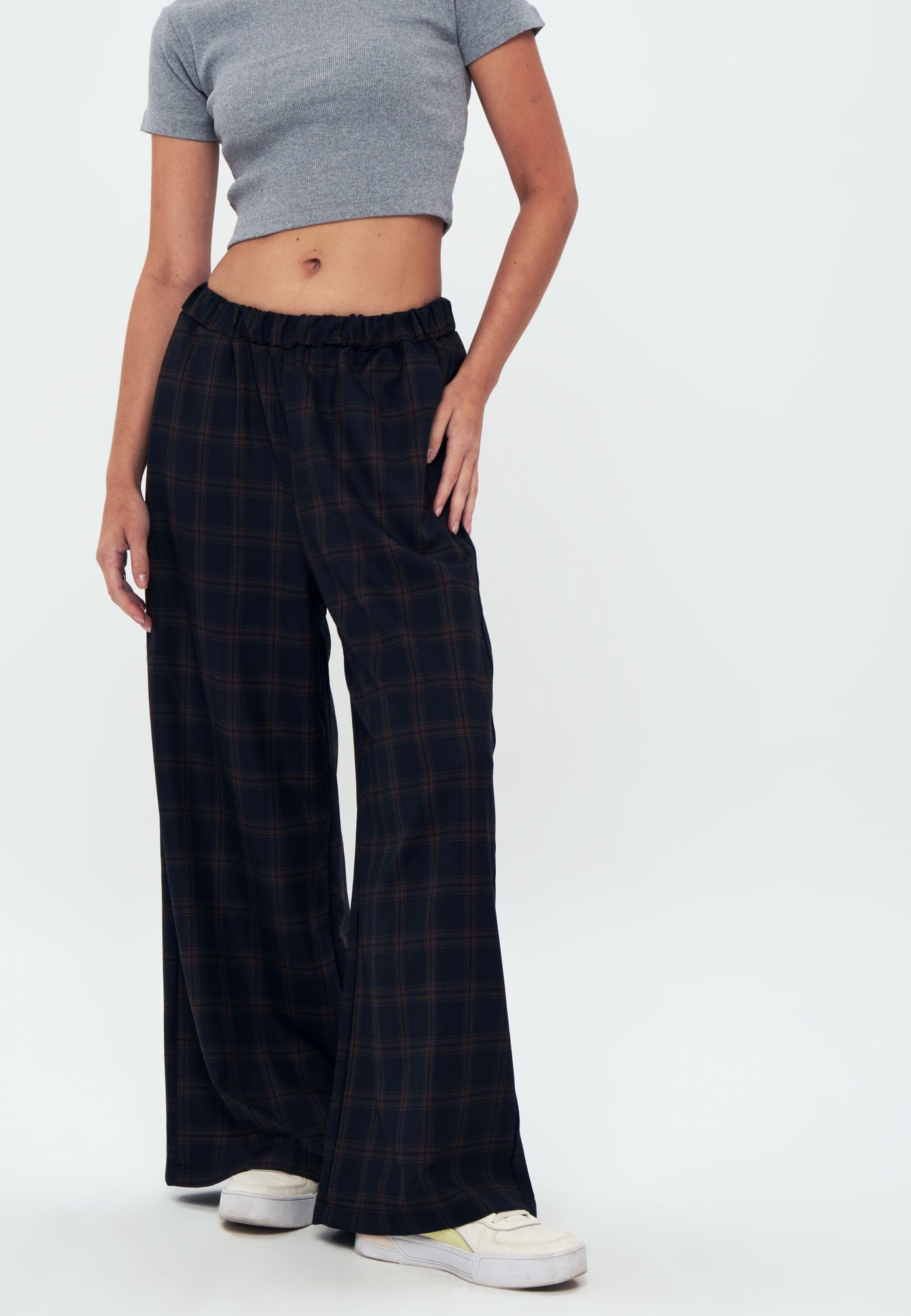 Trousers - Navy blue check