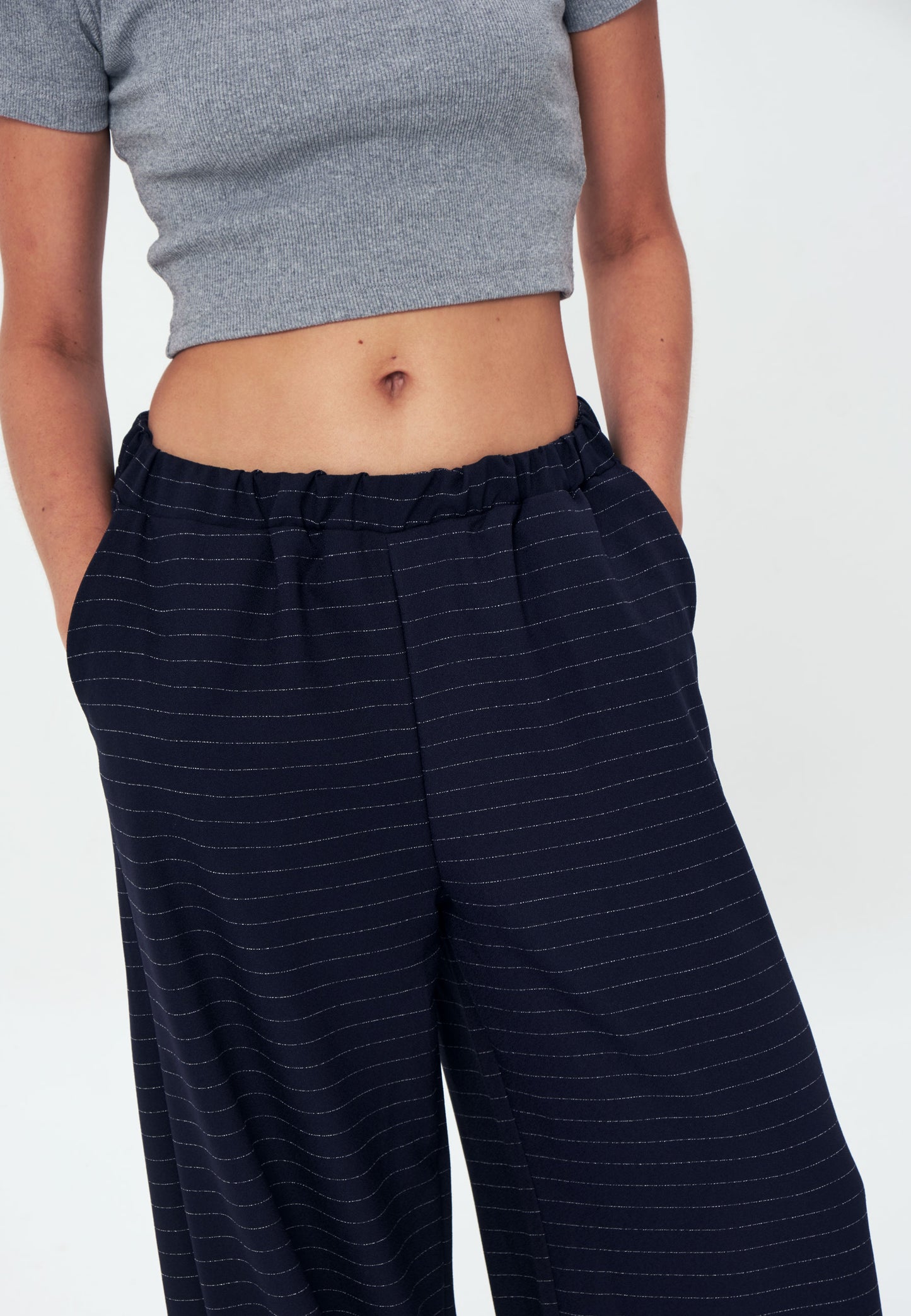 Striped Trousers - Tracksuit bottoms - Navy blue