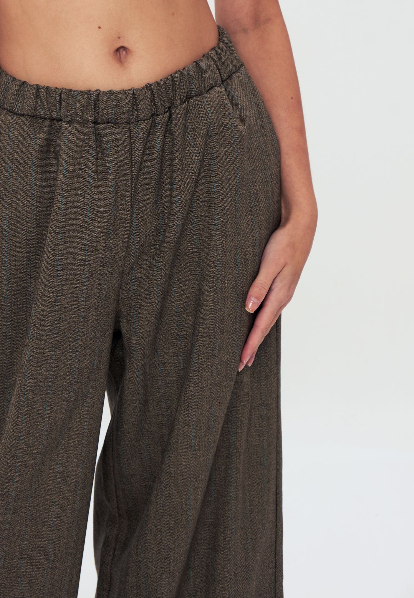 Trousers - Brown blue striped