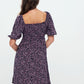 Printed Smock Dress - black purple meadow