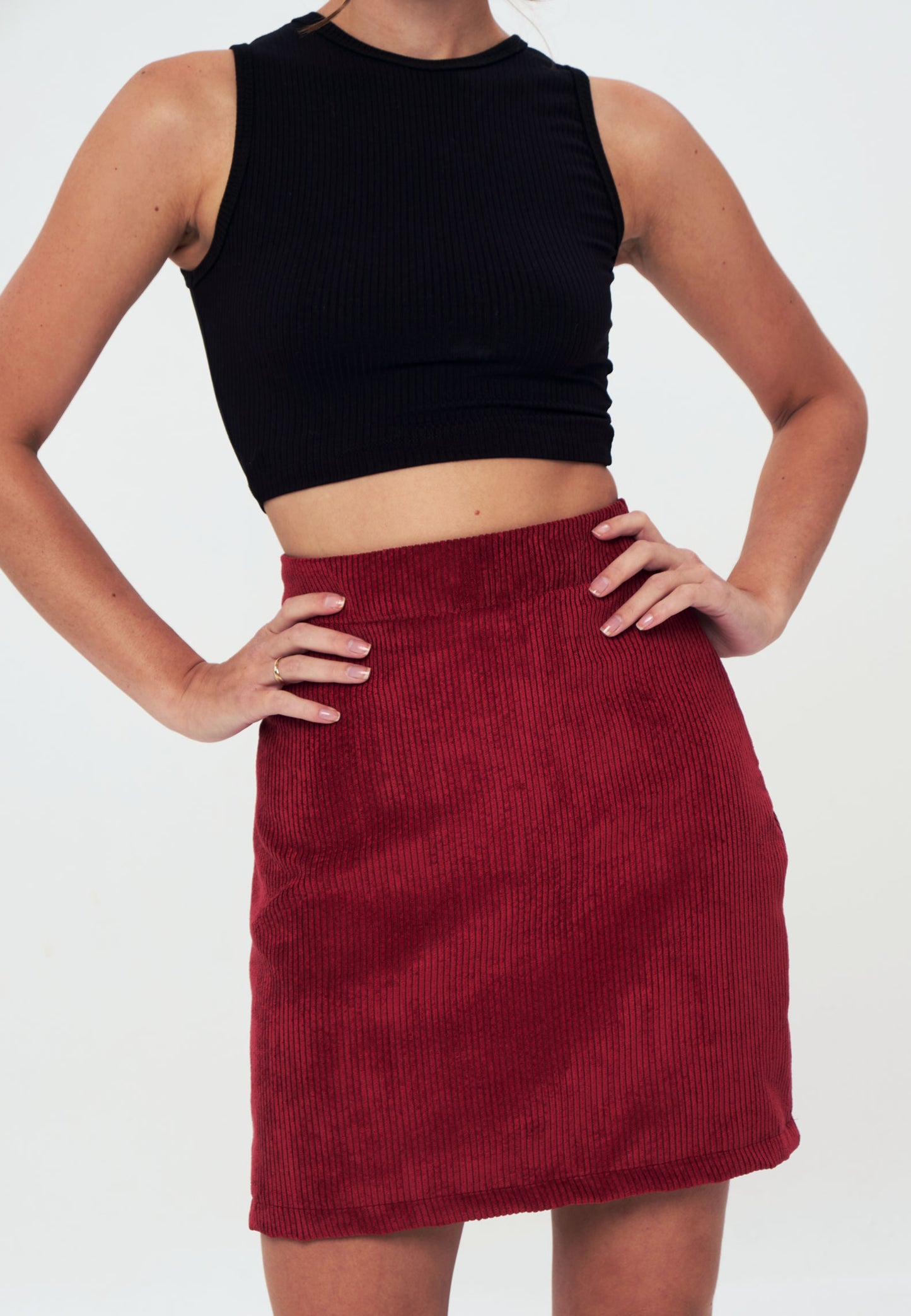 Velvet - Mini skirt - Burgundy