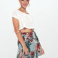 SKORT - Printed Wrap Skirt Short - blue floral