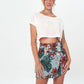 SKORT - Printed Wrap Skirt Short - blue floral