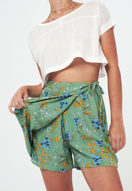 SKORT - Printed Wrap Skirt Short - green