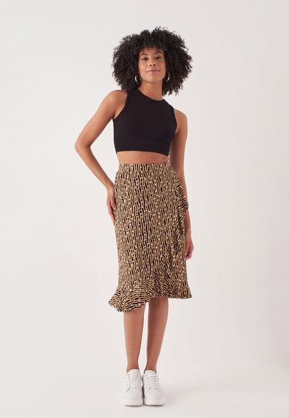 Midi Length Skirt with Ruffle Detail