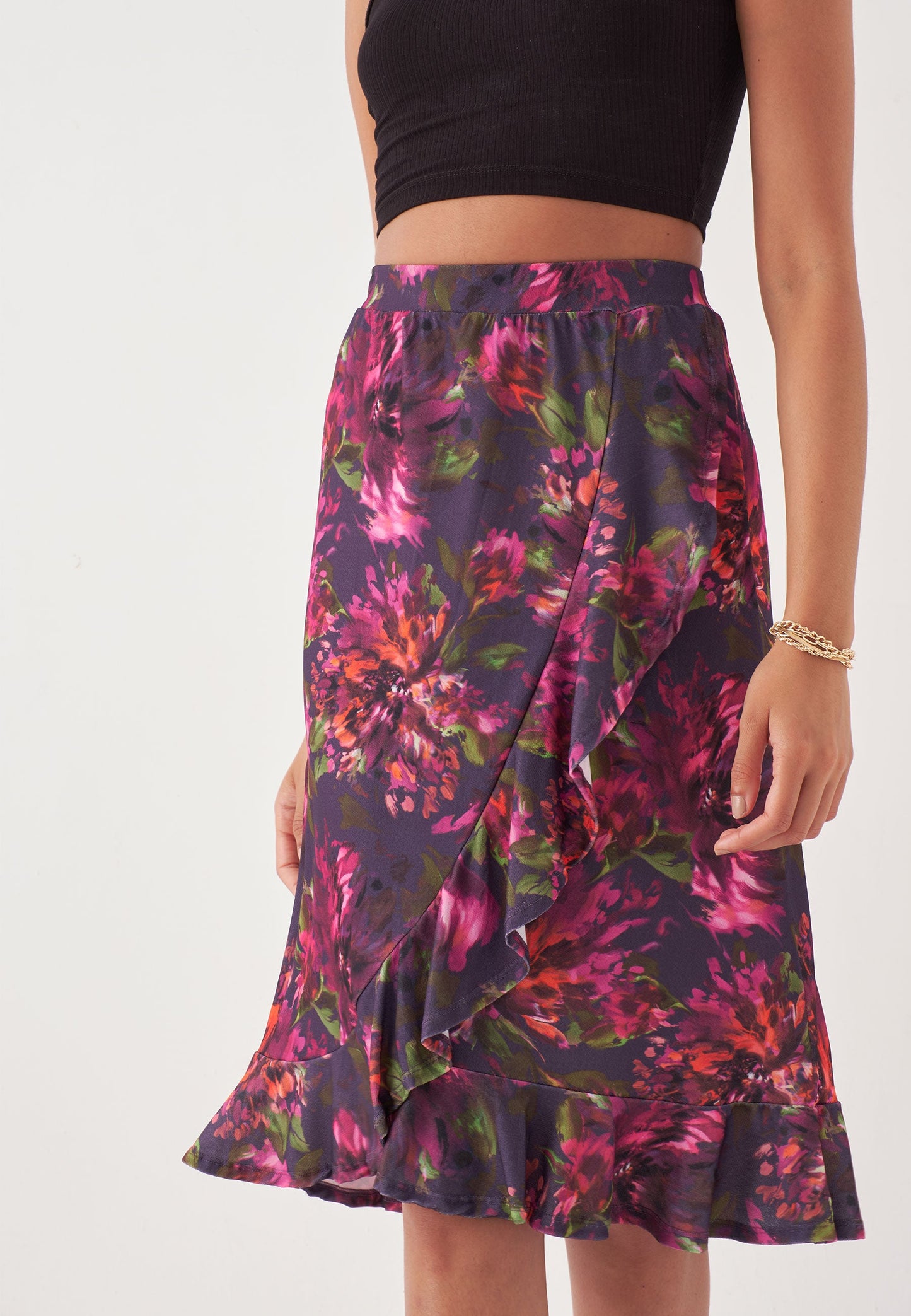 Midi Length Skirt with Ruffle Detail