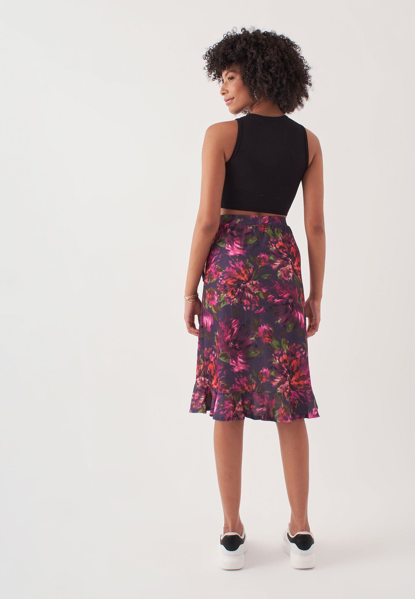 Midi Length Skirt with Ruffle Detail