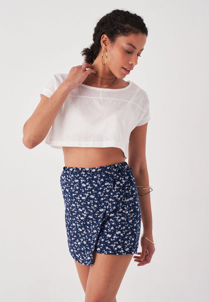 Polka Dot Patterned Skort - Navy Blue