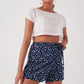 Polka Dot Patterned Skort - Navy Blue