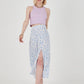 Blue Patterned Long Skirt - White