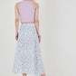 Blue Patterned Long Skirt - White