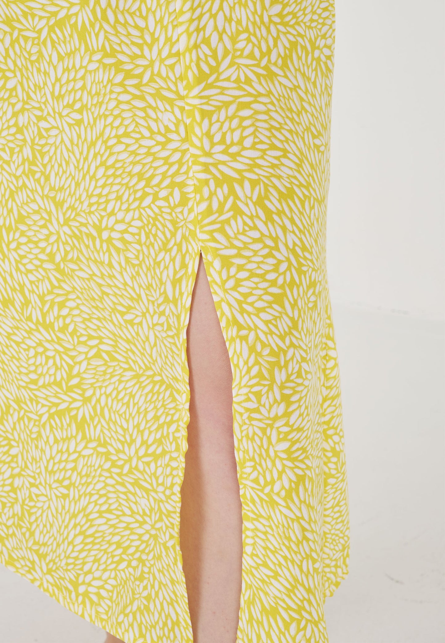 Yellow Patterned Skirt - White