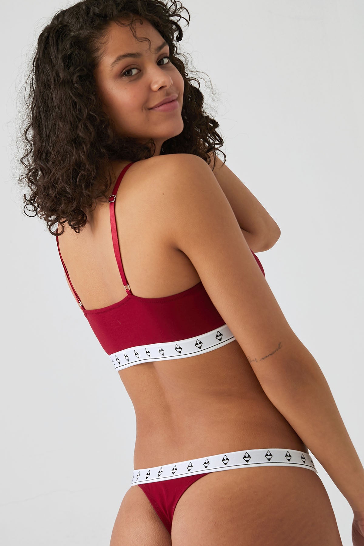 Herita Cotton Padded Bustier Bra Panty Set Maroon