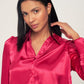 Satin Crop Shirt - Fuchsia