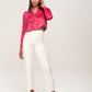 Satin Crop Shirt - Fuchsia