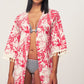 Women's Multi Leaf Patterned Kimono