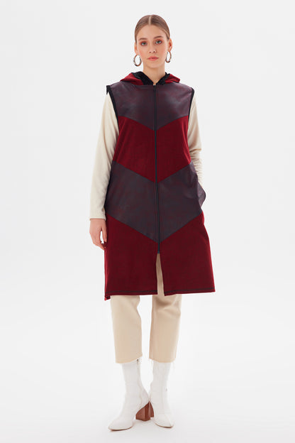 MUNI MUNI - Long Waistcoat - claret red