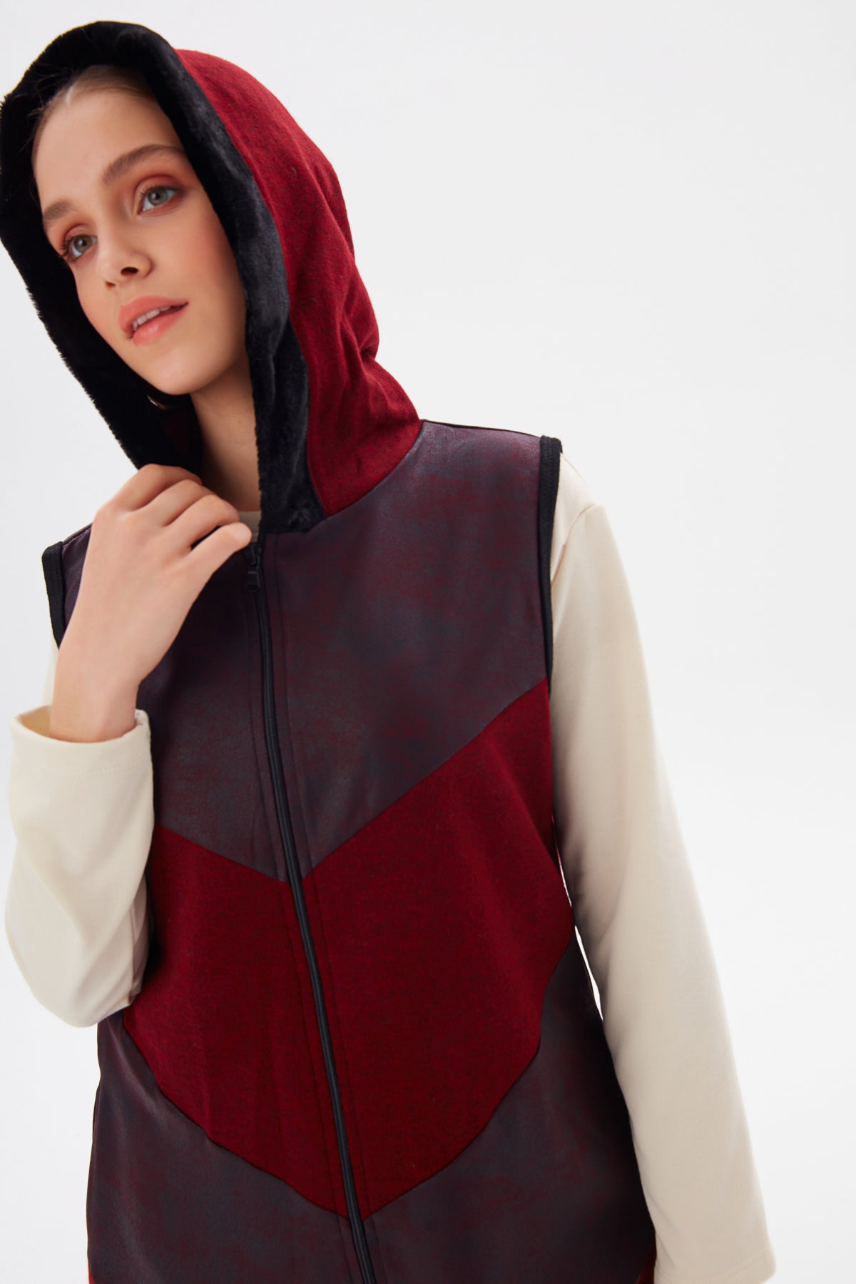 MUNI MUNI - Long Waistcoat - claret red