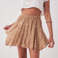 Women's Crispy Floral Pattern Viscose Shorts Skirt